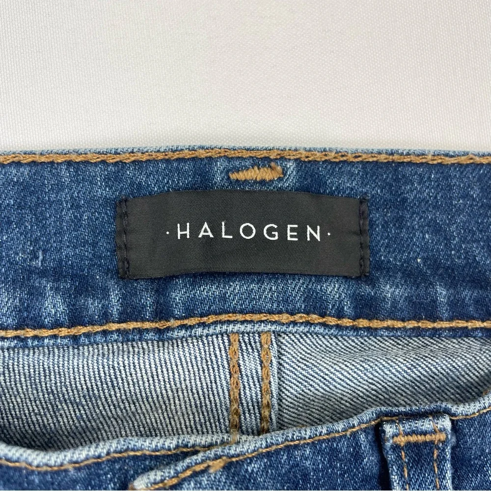 Halogen Jeans Straight Crop Womens Size 30x23” Frayed Ankle Embroidered Denim - Picture 4 of 14